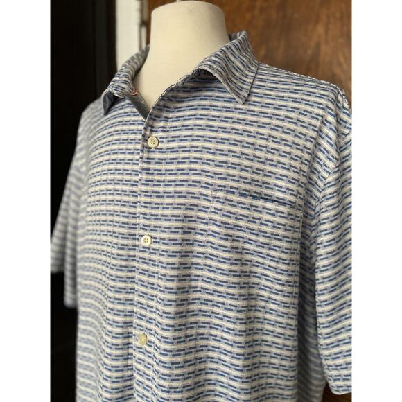 TOMMY BAHAMA Giovanni Geo Galaxy Blue Silk Camp Shirt sz XXL - Picture 3 of 9